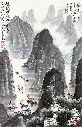 李可染 1985年作 漓江山水 镜心