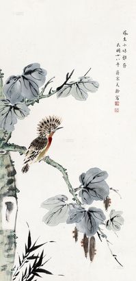 宋美龄 1929年作 花鸟 立轴