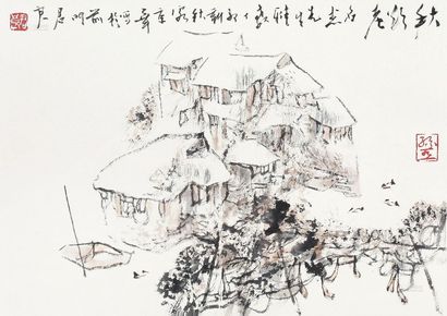 孙君良 1987年作 山村小景 镜心