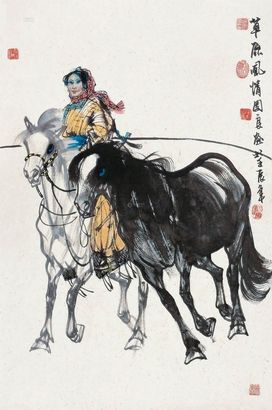 吴团良 草原风情 镜心