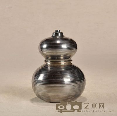 大正时期 银制葫芦形茶叶罐 高8.5cm