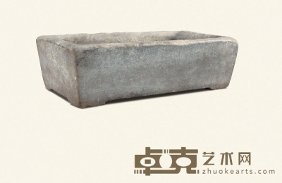 清·汉白玉刻诗文长方形石盆 74×44×22cm