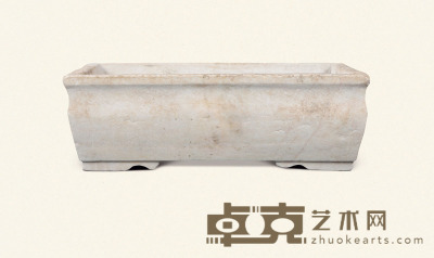 清·汉白玉敞口长方形石盆 62×38×21cm