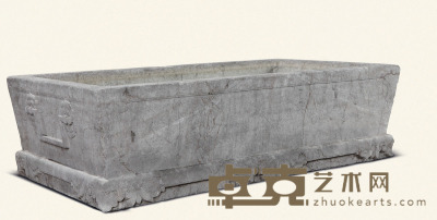明·太湖石双面衔环长方形石盆 122×67×34cm