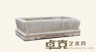 清·汉白玉石盆 49×28×14cm
