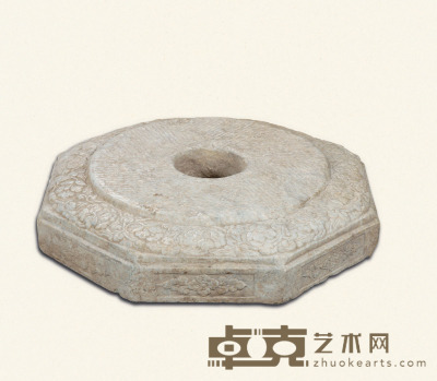 明·汉白八角石座 80×80×16cm