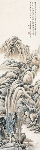 楼辛壶 秋山听泉图