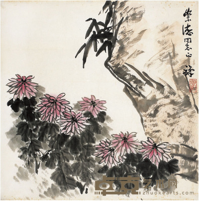 李苦禅 菊石图 60×59.5cm