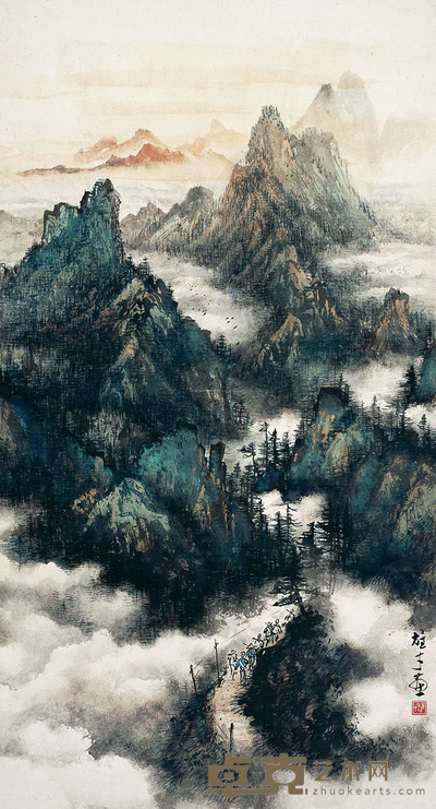 黎雄才 云蒸霞蔚图 80×43cm