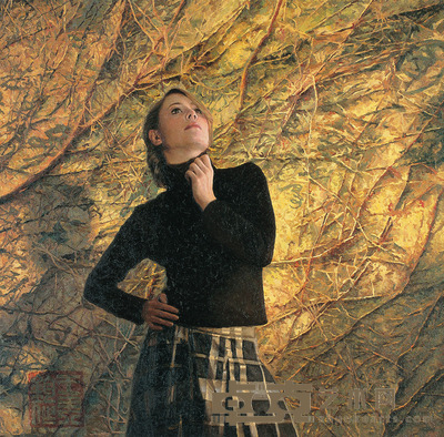 王其钧 镶入藤蔓的金光 80×80cm
