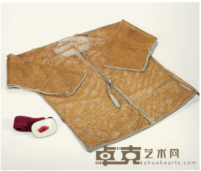 明－清·釉里红鳜鱼包银带扣腰带、竹衣 带扣长：9cm竹衣长：66cm数量：2件