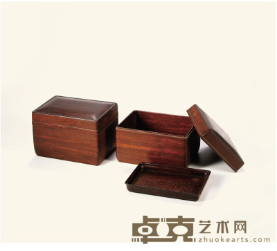 清·鸡翅木方盒一对 高：10.5cm长：15.2cm宽：11cm数量：2件