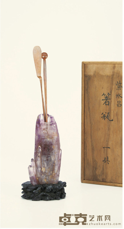 清·紫水晶香插一组 高：14cm数量：3件