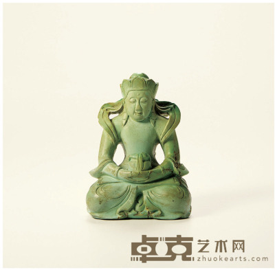 清·绿松石雕无量寿佛坐像 高：6.5cm