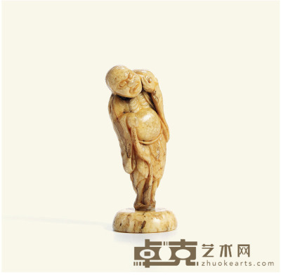 清中期·虬角雕刘海戏金蟾摆件 高：6.8cm