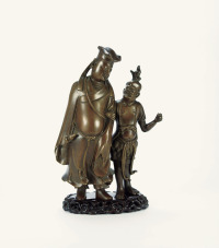 清·吕洞宾与柳树精铜像
