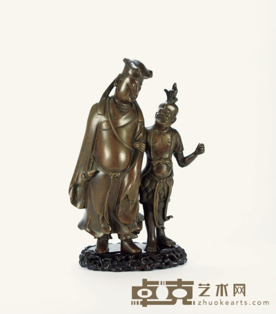 清·吕洞宾与柳树精铜像 高：22cm