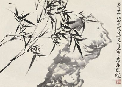 管峻 2000年作 竹石图 册页