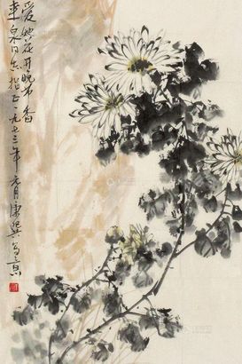 康师尧 菊花 镜心