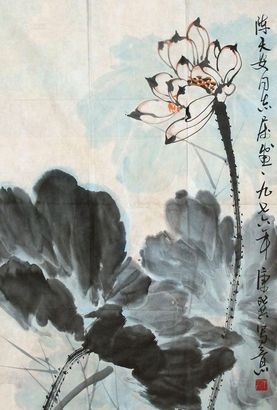 康师尧 荷花 镜心