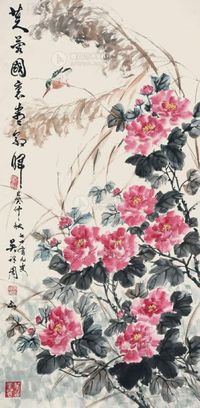 吴祥周 1953年作 芙蓉国里尽朝晖 立轴