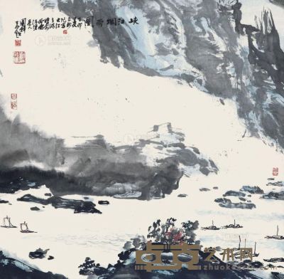 刘国辉 1987年作 峡江烟雨 镜心 67×67cm