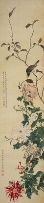 缪嘉惠 菊花鸣雀 立轴