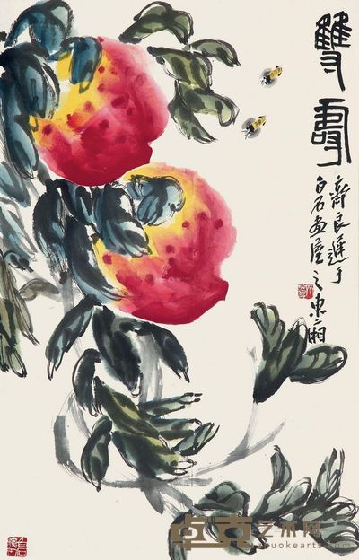齐良迟 双寿 立轴 66×23cm