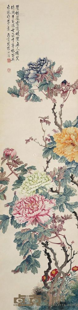 汤世澍 花开富贵 立轴 128×33cm