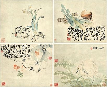 李鱓 花鸟 （四桢） 镜心