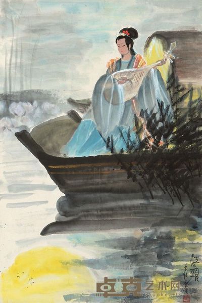 李怡 江头 立轴 69×45.5cm