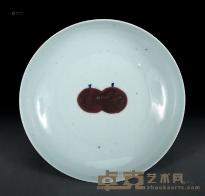清 青花釉里红樱桃盘 直径20.5cm