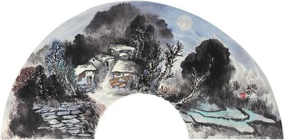 周友林 山村之夜 镜心