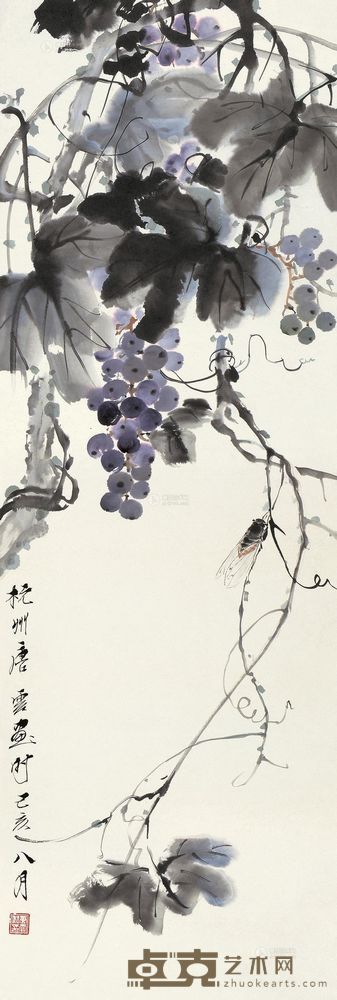 唐云 己亥（1959）年作 鸣蝉图 立轴 101×34cm