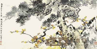 吴野洲 乙丑（1985）年作 双清图 镜片 66×126cm