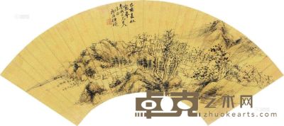 任曦 山居图 扇片 16×49cm