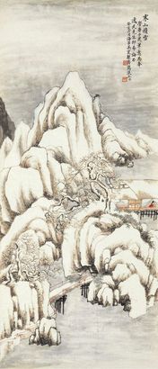 吴震 癸亥（1923）年作 寒山积雪 镜片