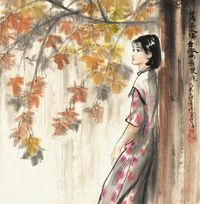 姚有信 己未（1979）年作 秋思图 镜片