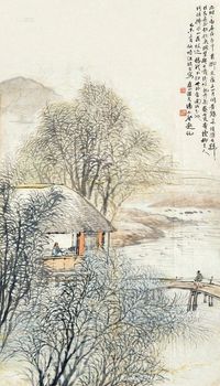 汪琨 等 己未（1919）年作 万柳拂水 镜片