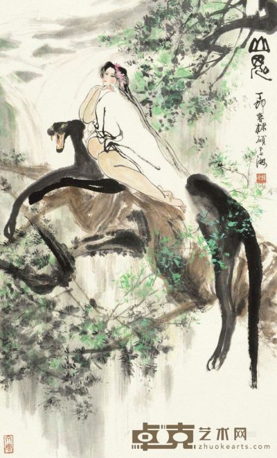 韩硕 丁卯（1987）年作 山鬼 镜片 83×50cm