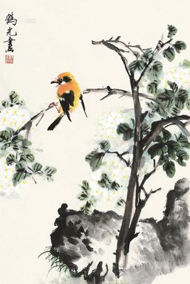 应鹤光 花枝栖禽 镜片