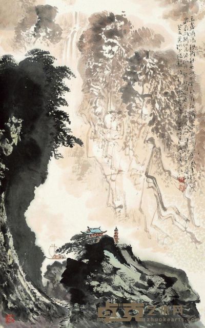 罗其鑫 癸亥（1983）年作 巫峡萧森 立轴 81×51cm