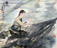 吴山明 戊午（1978）年作 渔汛 镜片