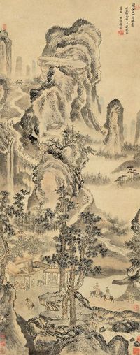 杨晋 壬辰（1712）年作 秋山行旅 立轴