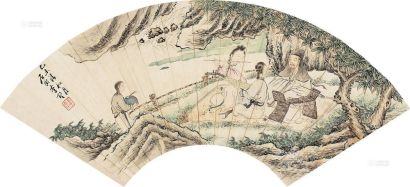 李墅 乙未（1895）年作 松下丝竹 扇片