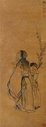阙岚 探梅 立轴
