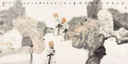 杨季 甲申（2004）年作 白沙 镜心