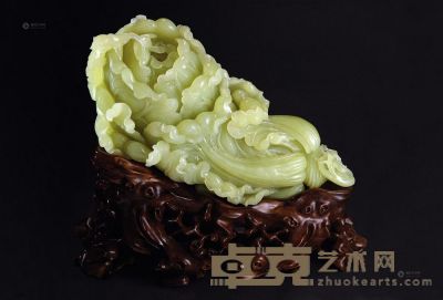 张静 黄玉「白菜」摆件 23.9×6.5×6.8cm