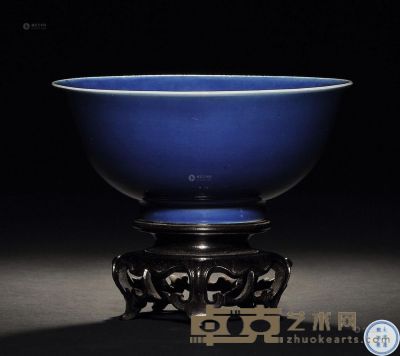 清康熙 祭蓝釉碗 直径16cm