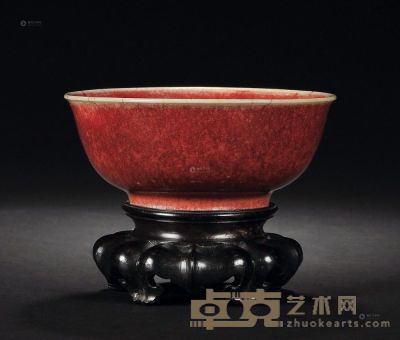 清康熙 郎红釉小碗 直径12cm